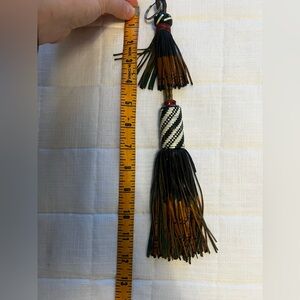 Chic Black and White Beaded Tassel key chain